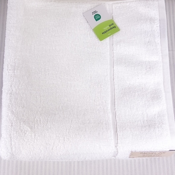Rachel Zoe Bath Towel Set White 2 PCS Cotton Modal NEW - Picture 4 of 13
